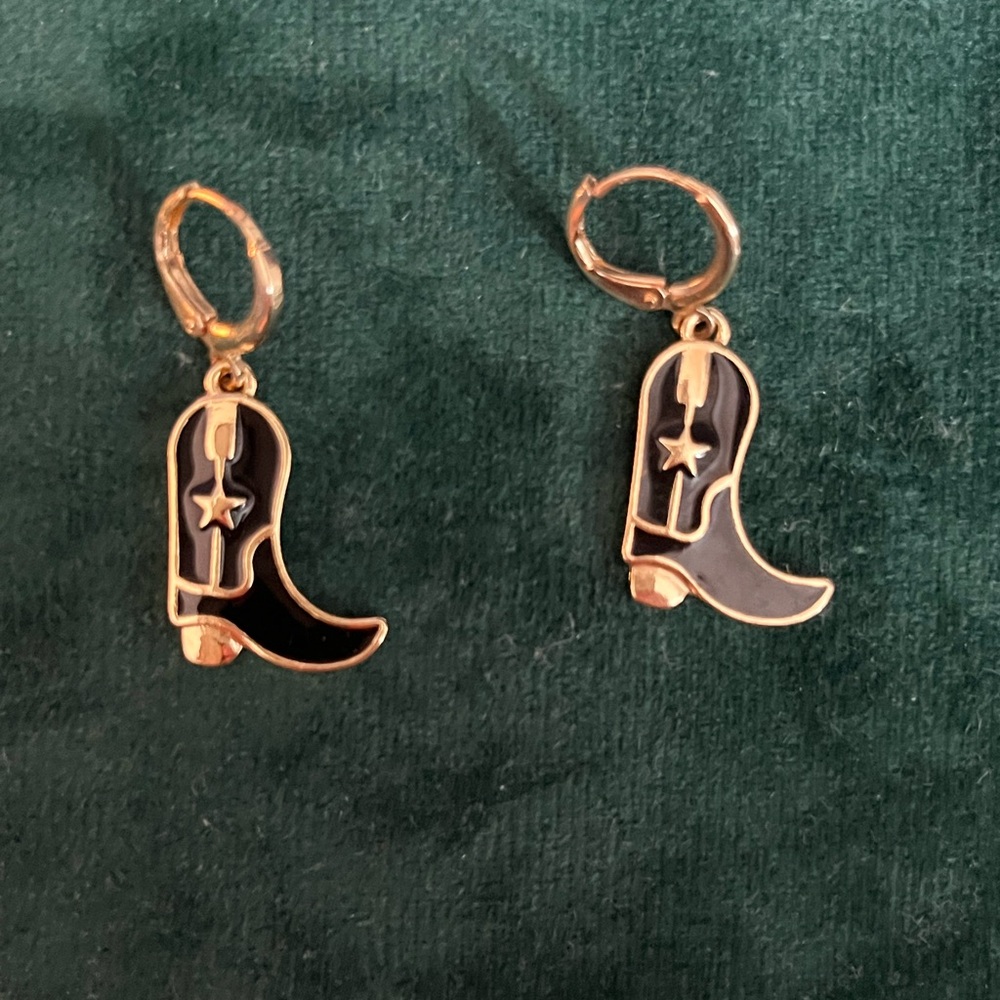 Cowboy boots dangle earrings hoops
